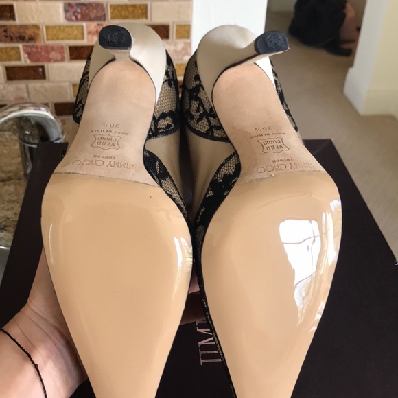 Jimmy Choo vintage nude satin black lace boots - Picture 3 of 12